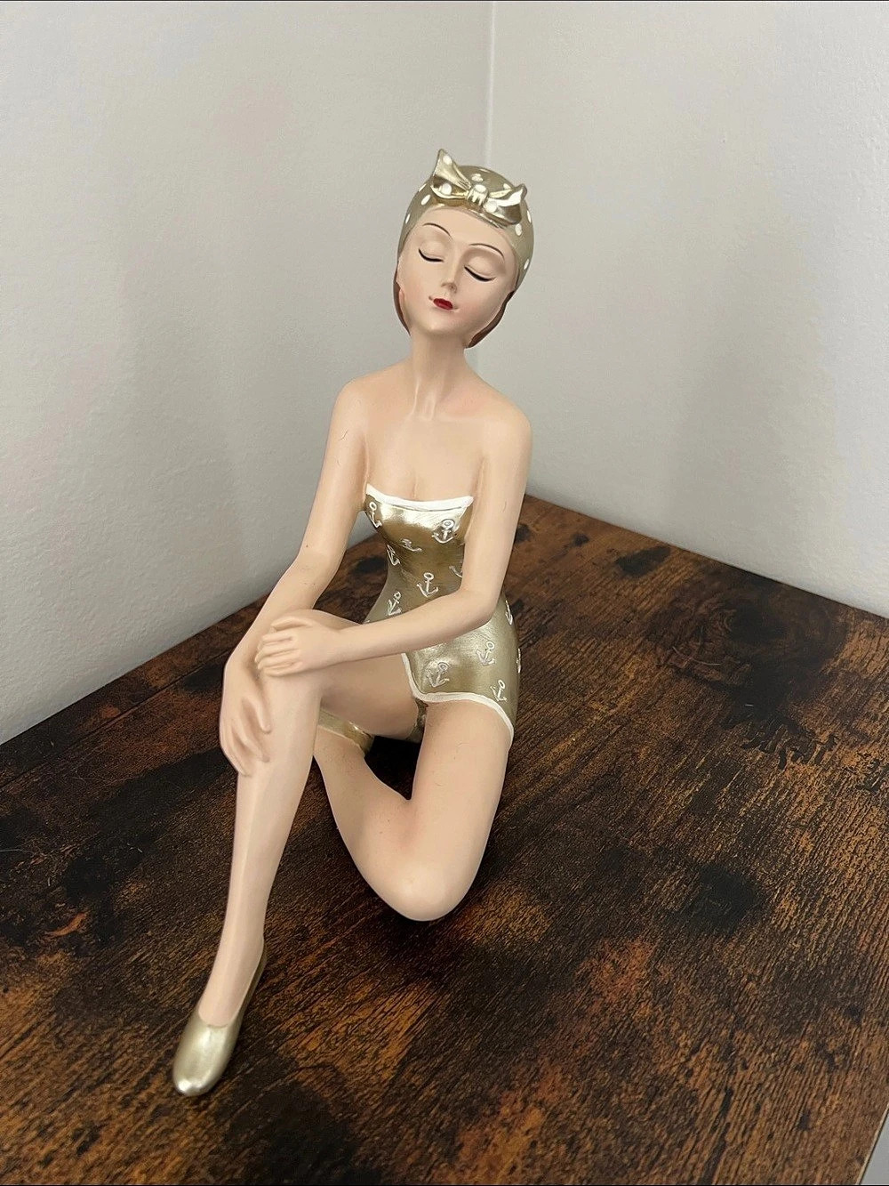 Vintage BathingBbeauty Relaxing at the Beach Decorative Figurine